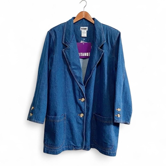 NWT Gitano Vintage 90s Blue Jean Jacket Blazer - Picture 1 of 7